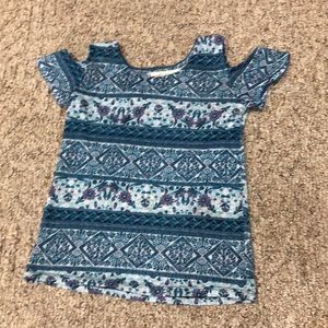 Blue and pink blouse